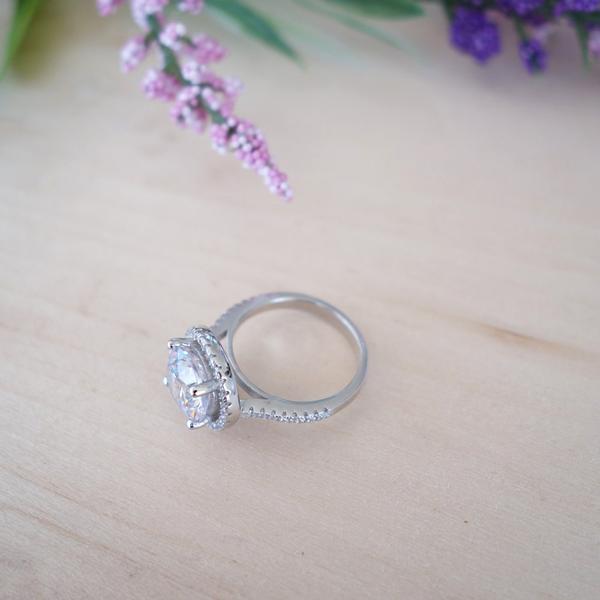 Classic 3.5 Carat Round Cut Classic Halo Engagement Ring in White Gold over Sterling Silver