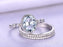 2.50 Carat Oval Cut Aquamarine and Diamond Halo Trio Wedding Ring Set in White Gold