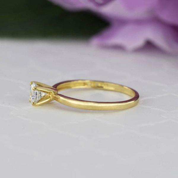 0.5 Carat Round Cut Solitaire Engagement Ring in Yellow Gold over Sterling Silver