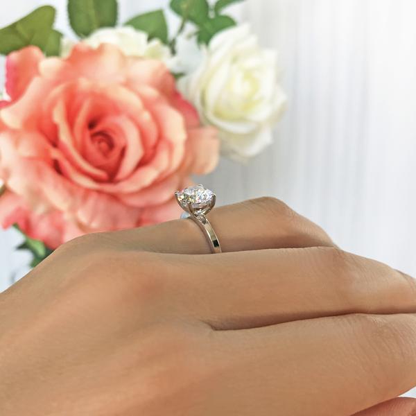 Four Prongs 2 Carat Round Cut Classic Solitaire Engagement Ring in White Gold over Sterling Silver