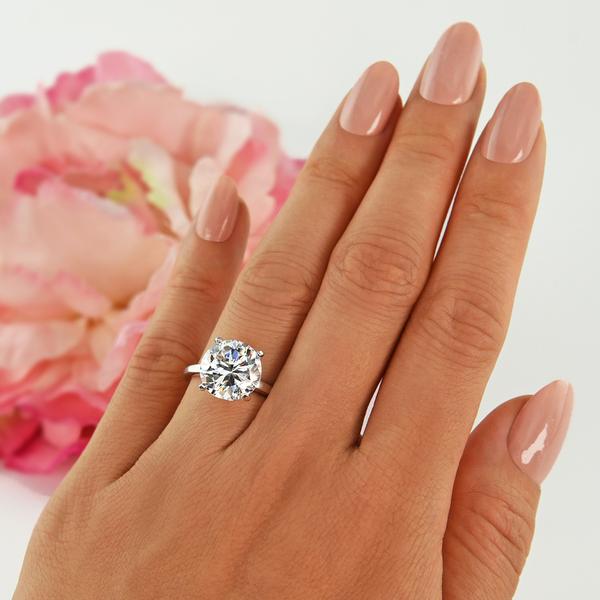 Final Sale 5 Carat Round Cut Classic Solitaire Engagement Ring in White Gold over Sterling Silver