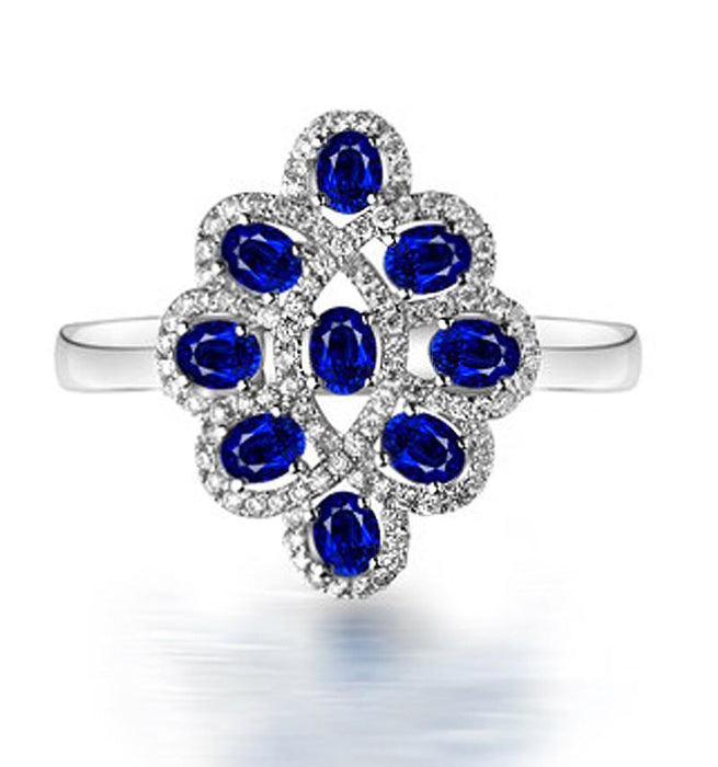 3 Carat Vintage Unique Blue Sapphire and Diamond Engagement Ring