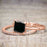 Perfect 1.25 Carat Princess Cut Black Diamond Bridal Ring Set in Rose Gold