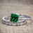 Artdeco 1.50 Carat Princess cut Emerald and Diamond Trio Wedding Bridal Ring Set White Gold