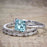 Art Deco 1.50 Carat Princess Cut Aquamarine and Diamond Trio Wedding Bridal Ring Set White Gold