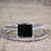 Unique 1.25 Carat Princess Cut Black Diamond Bridal Ring Set with Semi Eternity Band in White Gold