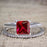 Unique 1.25 Carat Princess cut Ruby and Diamond Bridal Set with semi eternity band in White Gold