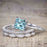 1.50 Carat Princess Cut Aquamarine and Diamond Solitaire Trio Wedding Bridal Ring Set in White Gold