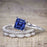 1.50 Carat Princess Cut Sapphire and Diamond Solitaire Trio Wedding Bridal Ring Set in White Gold