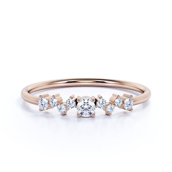 Dazzling Diamond Stacking Wedding Ring Band in Rose Gold