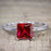 Perfect 1.25 Carat Princess cut Ruby and Diamond Bridal Ring Set in White Gold