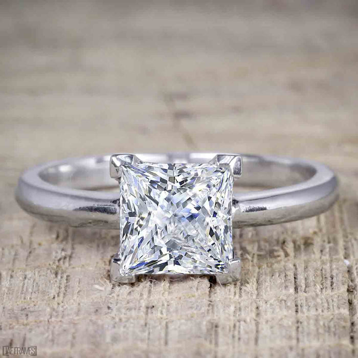 1 Carat Princess Cut Moissanite Solitaire Engagement Ring in White Gold