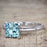 Perfect 1.25 Carat Princess Cut Aquamarine and Diamond Bridal Ring Set in White Gold
