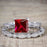 Artdeco 1.25 Carat Princess cut Ruby and Diamond Wedding Bridal Ring Set in White Gold