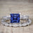 Art Deco 1.50 Carat Princess Cut Sapphire and Diamond Trio Wedding Ring Set White Gold