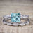 1.50 Carat Princess Cut Aquamarine and Diamond Solitaire Trio Wedding Bridal Ring Set in White Gold