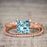 Perfect 1.25 Carat Princess Cut Aquamarine and Diamond Bridal Ring Set in Rose Gold
