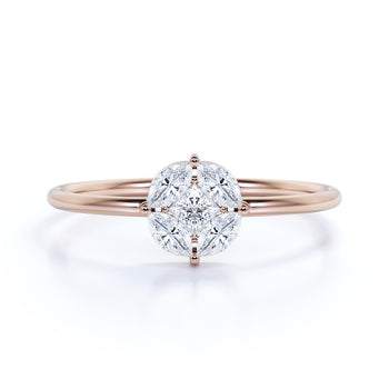 Beautiful Dainty Stacking Ring with White Diamonds in Rose Gold
