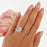 Final Sale: Radiant 4 Carat Emerald Cut Halo Filigree Engagement Ring in White Gold over Sterling Silver