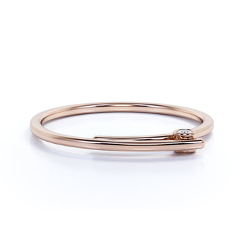 Slick Bezel Set Solitaire Diamond Stacking Ring in Rose Gold