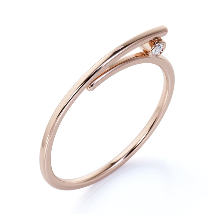 Slick Bezel Set Solitaire Diamond Stacking Ring in Rose Gold
