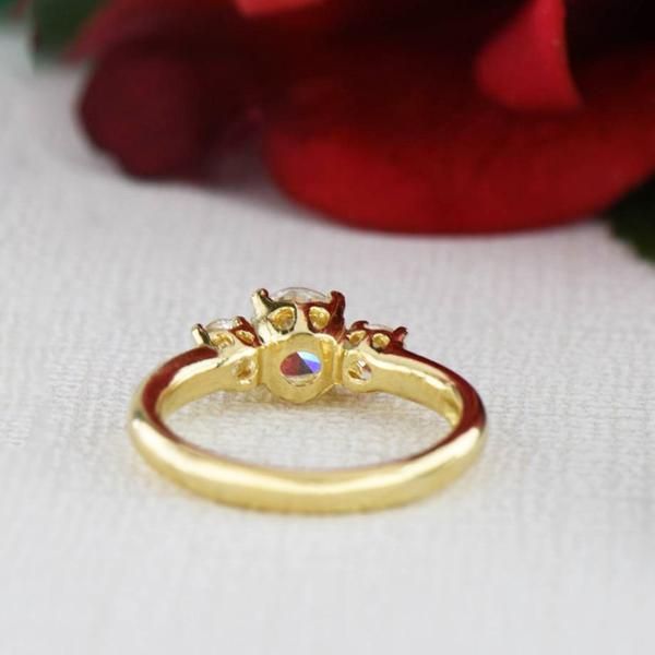 1.5 Carat Three Round Cut Stones Enagement Ring in Yellow Gold over Sterling Silver