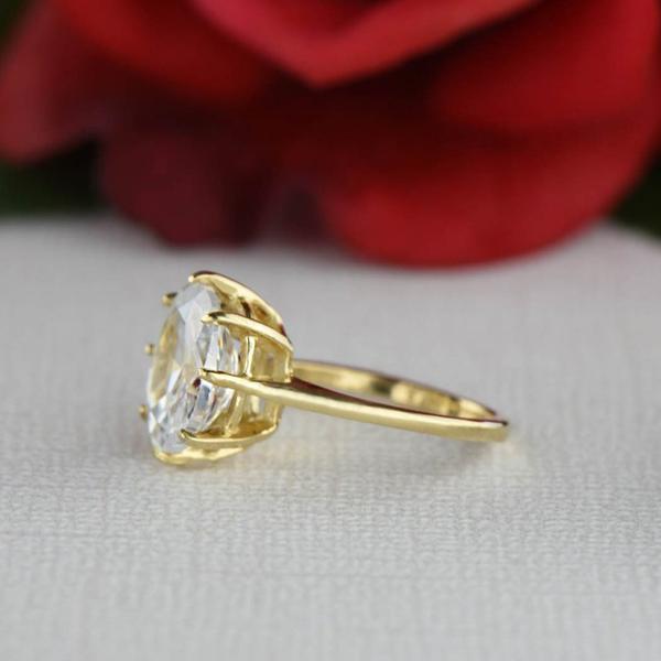 3 Carat Oval Cut Solitaire Engagement Ring in Yellow Gold over Sterling Silver