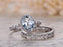 2 Carat Oval Cut Aquamarine and Diamond Halo Trio Wedding Ring Set in White Gold