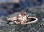 2 Carat Princess Cut Morganite and Diamond Bridal Ring Set in Rose Gold