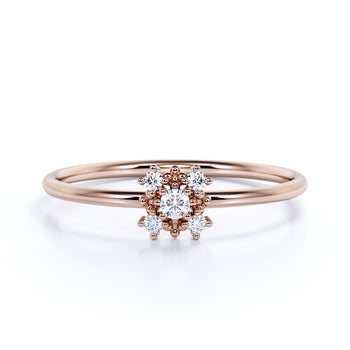 Classic Diamond Mini Stacking Ring with Round Diamonds in Rose Gold