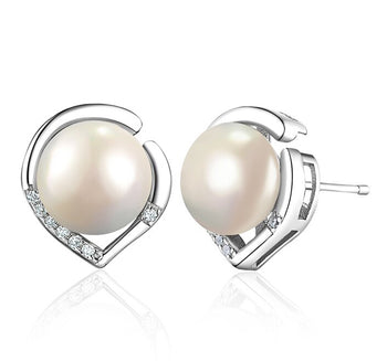 Natural 3.10 Carat Fresh Water Pearl and Diamond Stud Earrings in White Gold