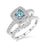 2 Carat Cushion Cut Aquamarine and Diamond double Halo Wedding Ring Set for Her in White Gold