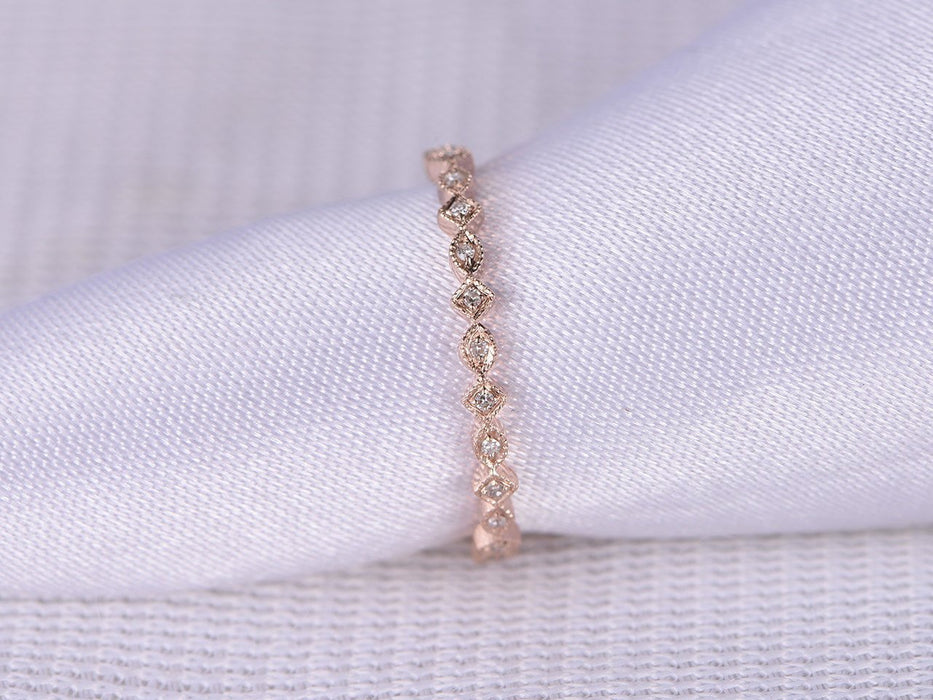 Eternity .50 Carat Round cut Diamond Wedding Ring Band Art deco design in Rose Gold