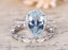 2.50 Carat Huge Pear Cut Aquamarine and Diamond Halo Engagement Ring Set in White Gold