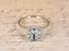 1.5 Carat Princess Cut Aquamarine and Diamond Halo Engagement Ring Yellow Gold