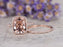 2 Carat Emerald Cut Morganite and Diamond Wedding Set in Rose Gold