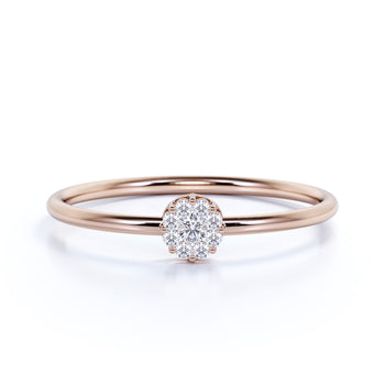 Charming Diamond Stackable Ring with Round Cut Diamonds in Rose Gold