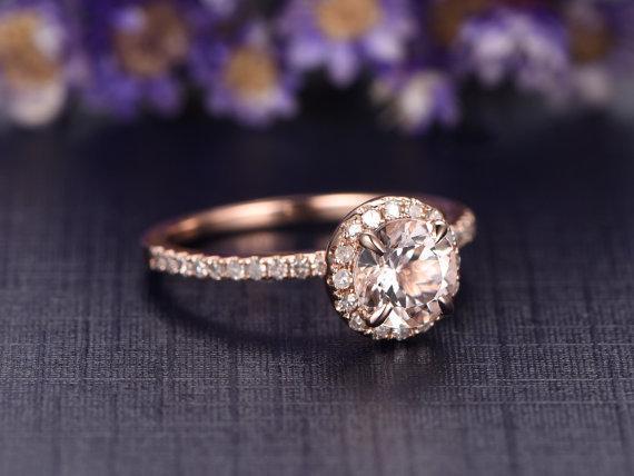 Delicate 1.25 Carat Morganite and Diamond Engagement Ring in Rose Gold