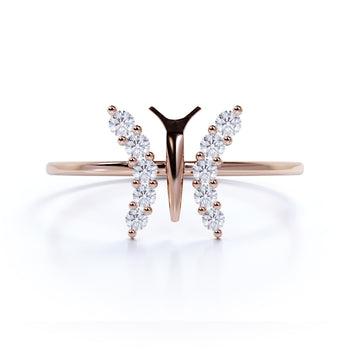 Delicate Diamond Butterfly Stacking Ring in Rose Gold