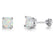 Classic 4 Prong 3 Carat Round Cut Opal Stud Earrings in White Gold