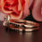 Modern 1.5 Carat Cushion Cut Ruby and Diamond Wedding Ring Set in 9k Rose Gold