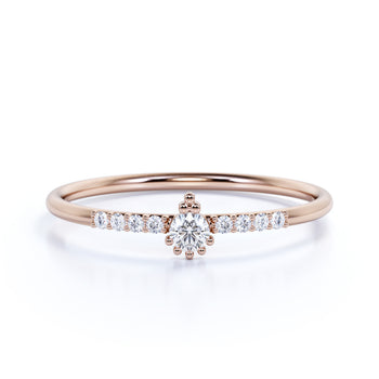 9 Stone Round Shaped Diamond Stacking  Ring in Rose Gold