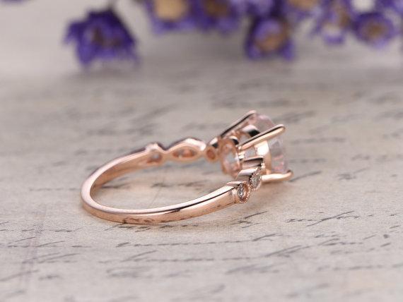 Delicate 1.25 Carat Round Cut Morganite and Diamond Engagement Ring in Rose Gold