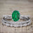 Artdeco 1.50 Carat Oval cut Emerald and Diamond Trio Wedding Bridal Ring Set White Gold