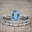 Art Deco 2 Carat Oval Cut Aquamarine and Diamond Trio Wedding Bridal Ring Set White Gold