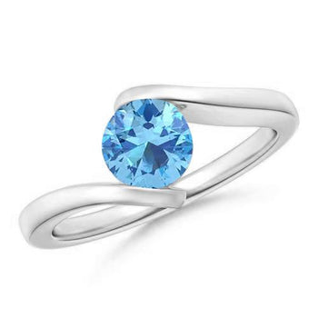 1 Carat Solitaire Aquamarine Twist Engagement Ring for women in White Gold