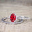 Unique 1.25 Carat Oval cut Ruby and Diamond Bridal Set with semi eternity band in White Gold