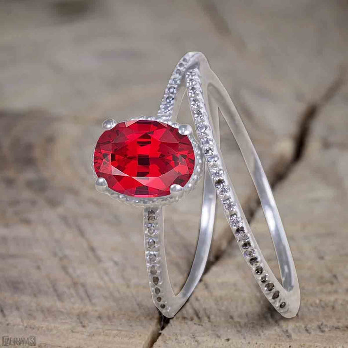 Beautiful 1 Carat Oval cut Ruby Solitaire Engagement Ring for Women in White Gold