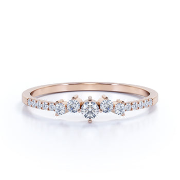 Exquisite Diamond Stacking Mini Wedding Ring in Rose Gold
