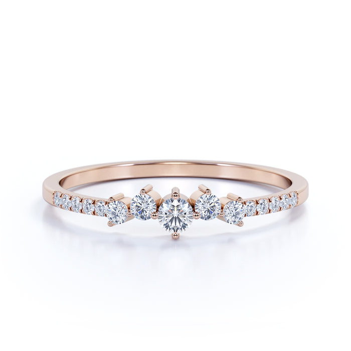 Exquisite Diamond Stacking Mini Wedding Ring in Rose Gold